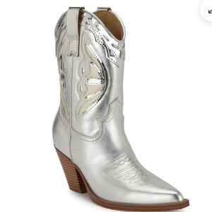 Nine West Puzz Western Metallic Cowboy Boots w/o box